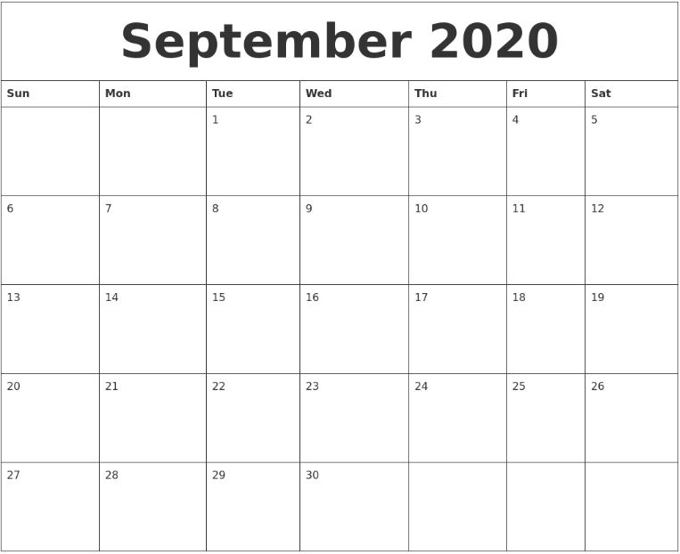 Best 25+ Fillable Calendar For September 2020 Printable Editable