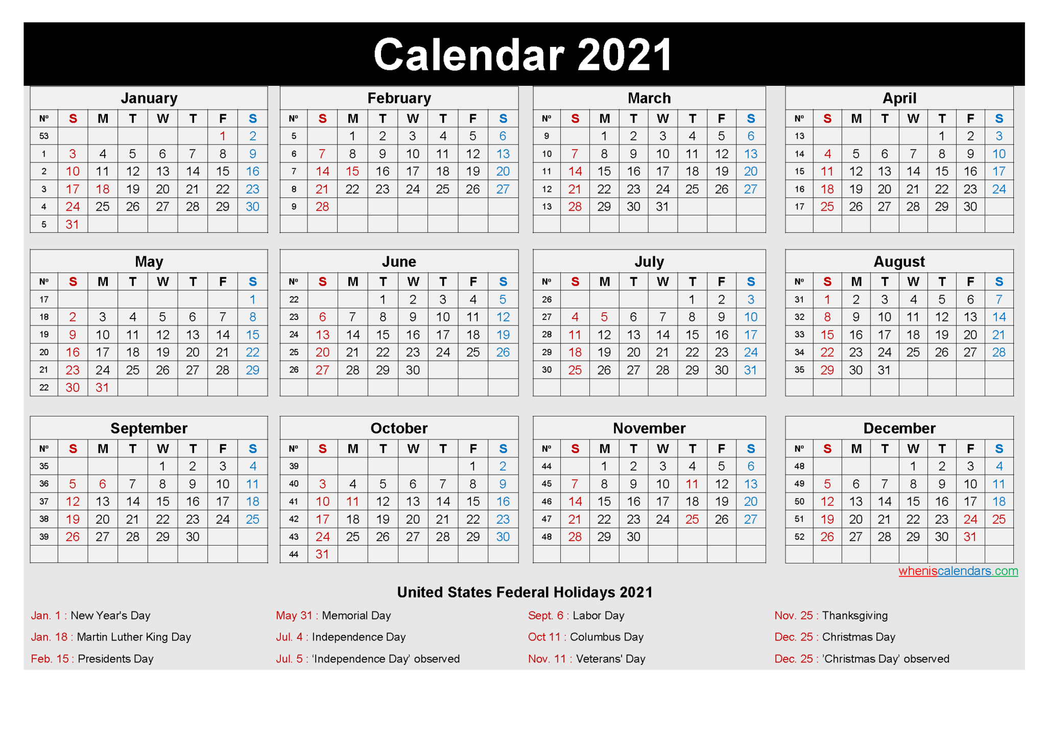 Free Editable 2021 Calendar Printable Template