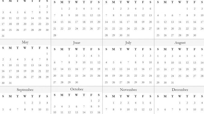 Blank Printable 2021 Calendar Template