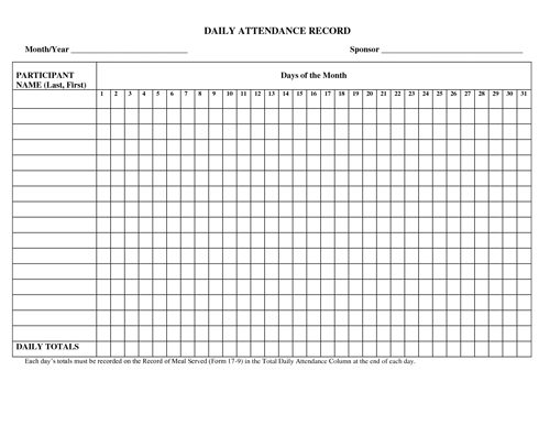 Free Printable Attendance Sheet Excel PDF, Word, Template