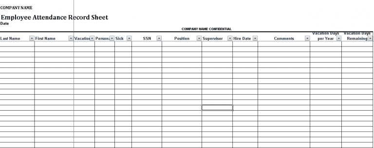 Free Printable Attendance Sheet Excel PDF, Word, Template