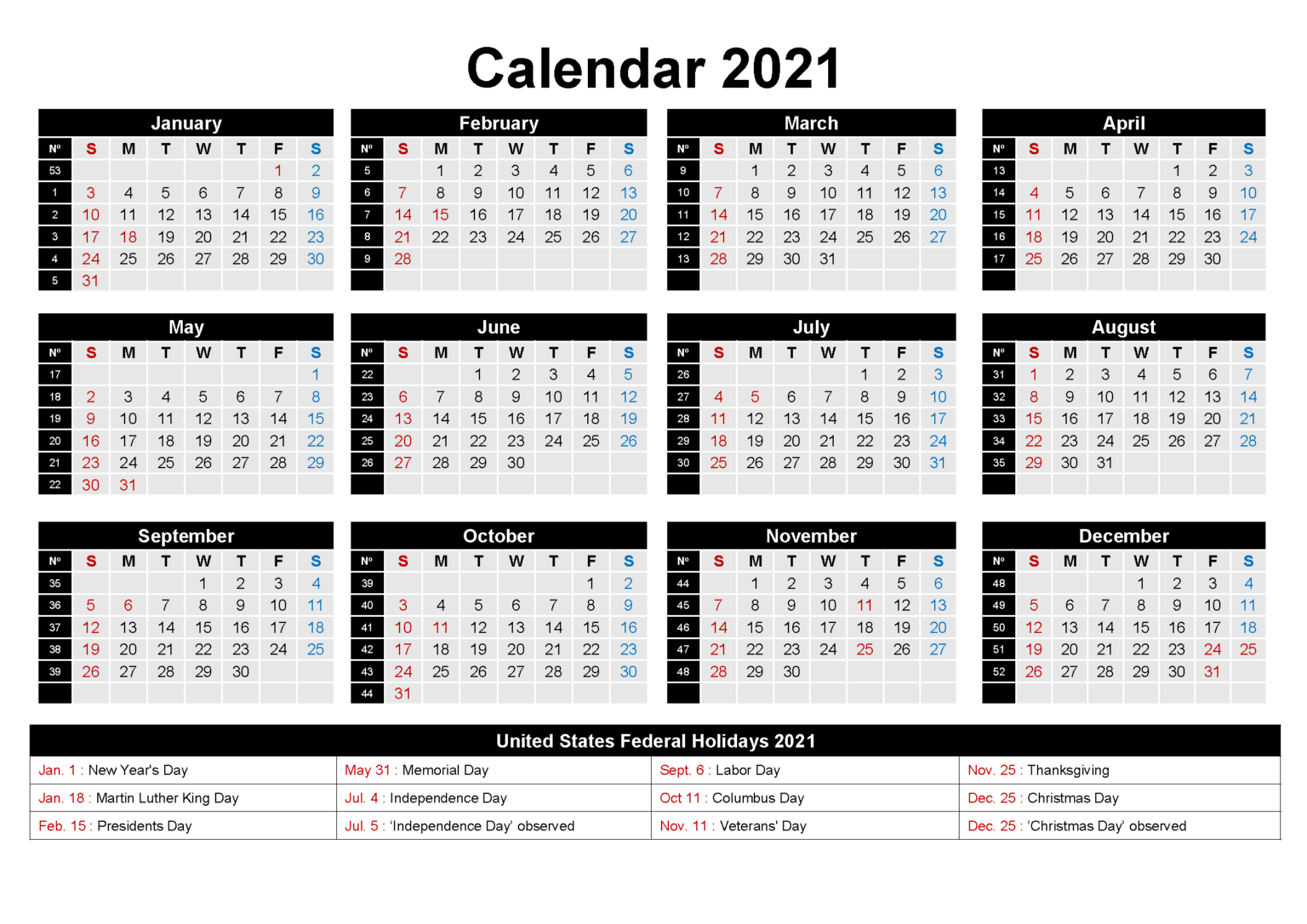 Free Editable 2021 Calendar Printable Template