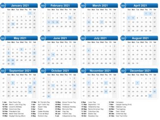 Printable 2021 Calendar Template with Holidays