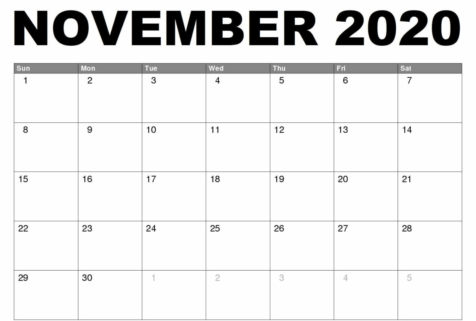 November Calendar Template Customize And Print