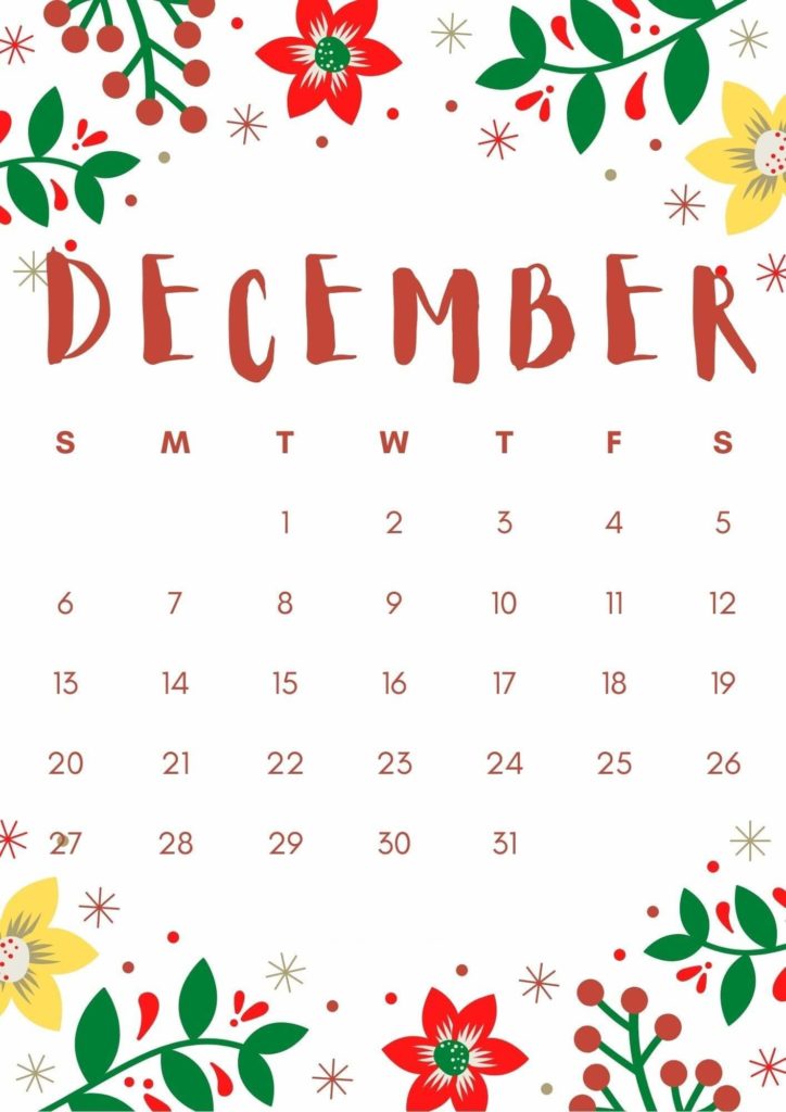 Best Floral December Calendar 2020 Cute Wallpaper For Desktop, Laptop ...