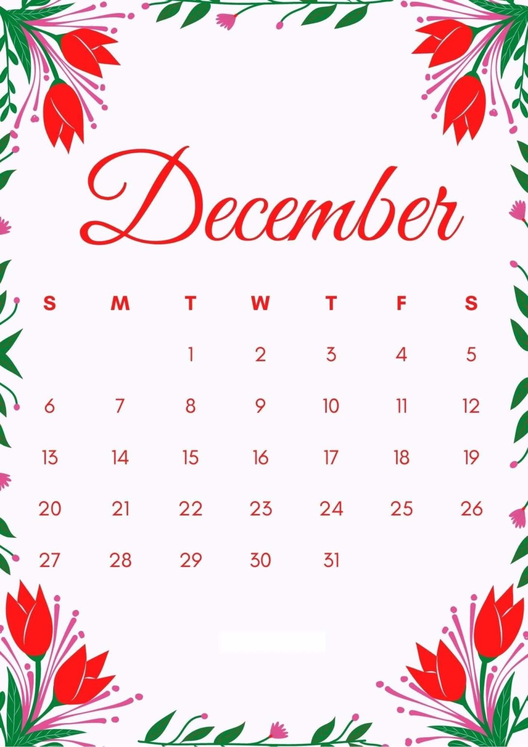 Best Floral December Calendar 2020 Cute Wallpaper For Desktop Laptop