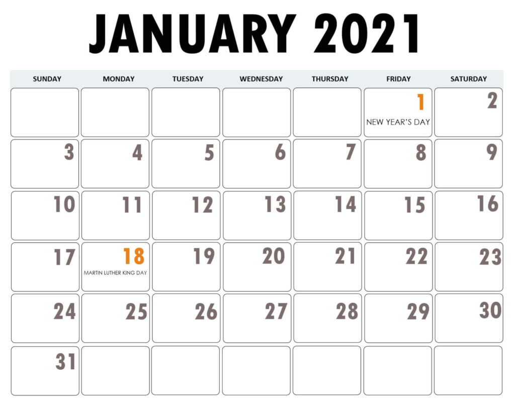 jan 2021 calendar with holidays