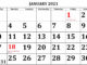 January 2021 School Holidays Calendar