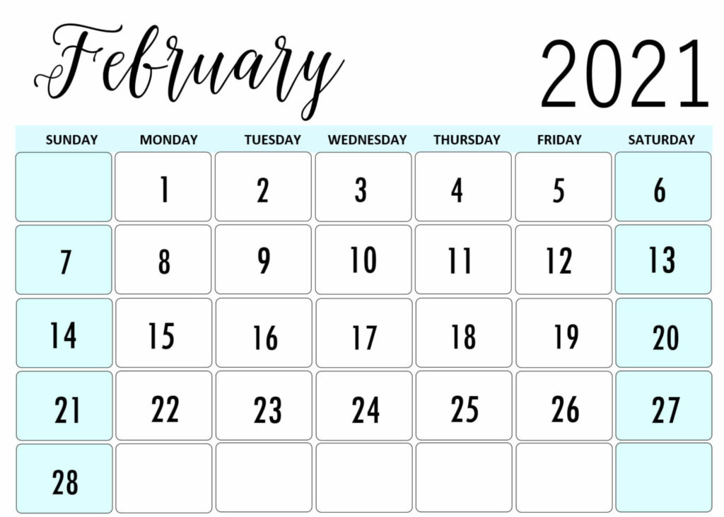 Free 2021 Editable February Calendar Blank Template