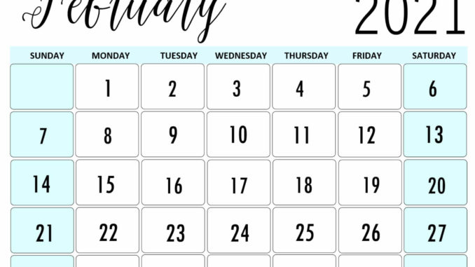 Editable February 2021 Printable Calendar
