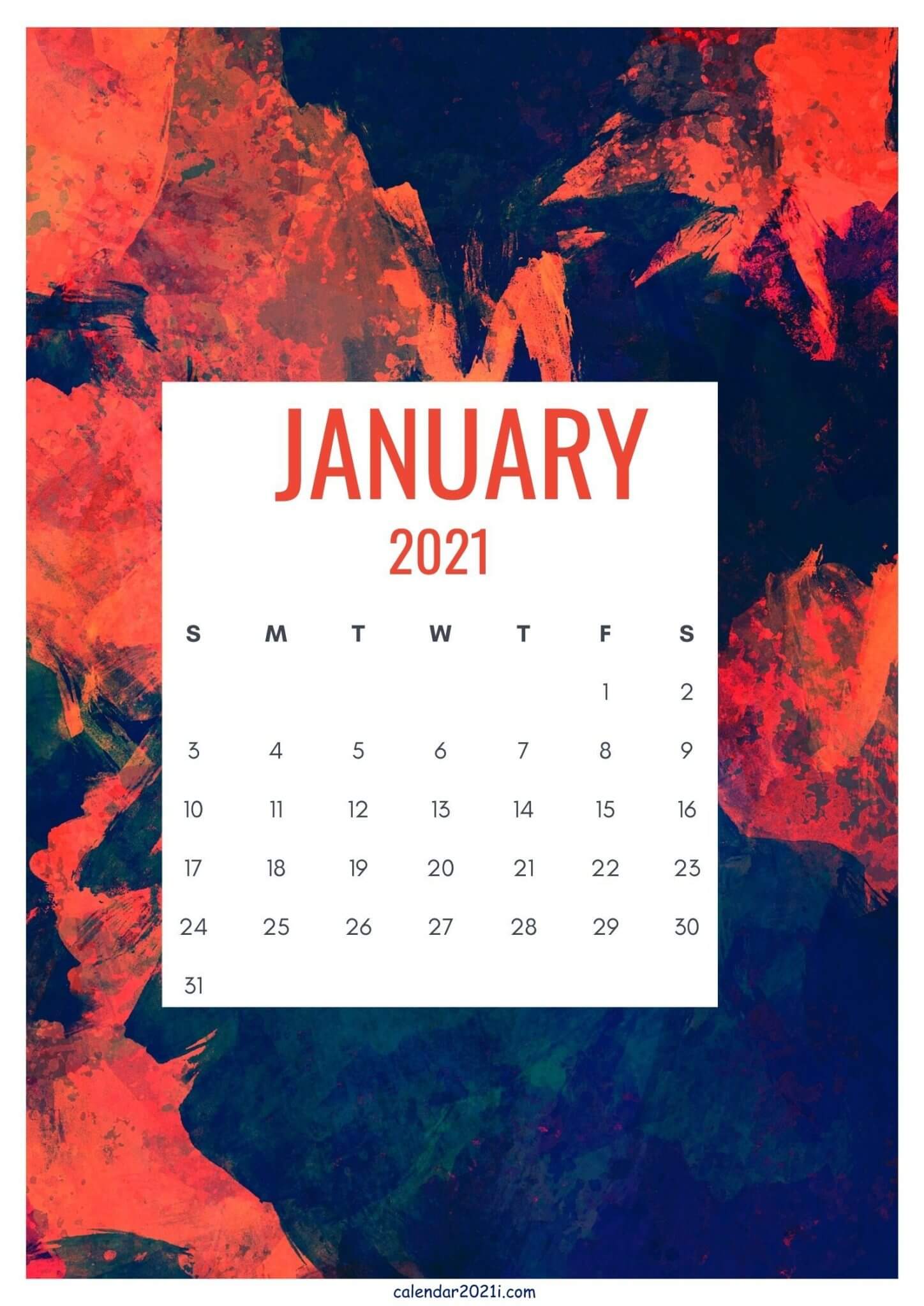 January 2021 Calendar Wallpaper for iPhone