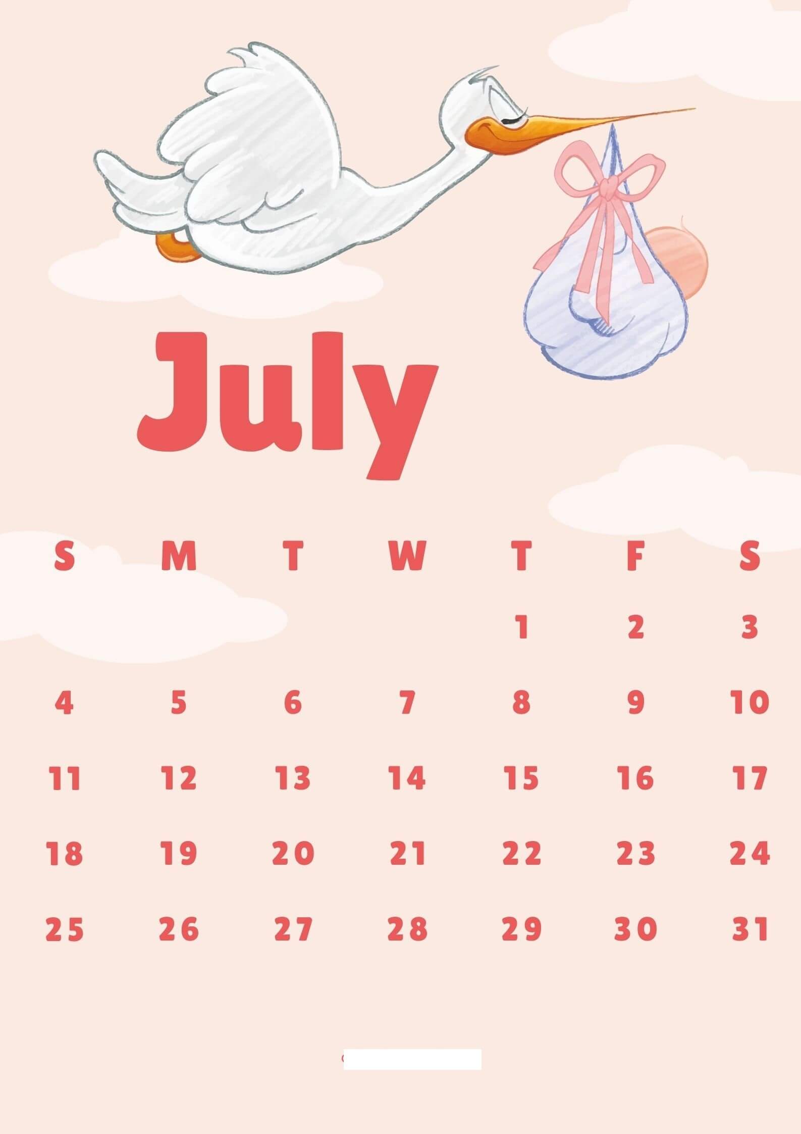 July 2021 Calendar Wallpaper for iPhone