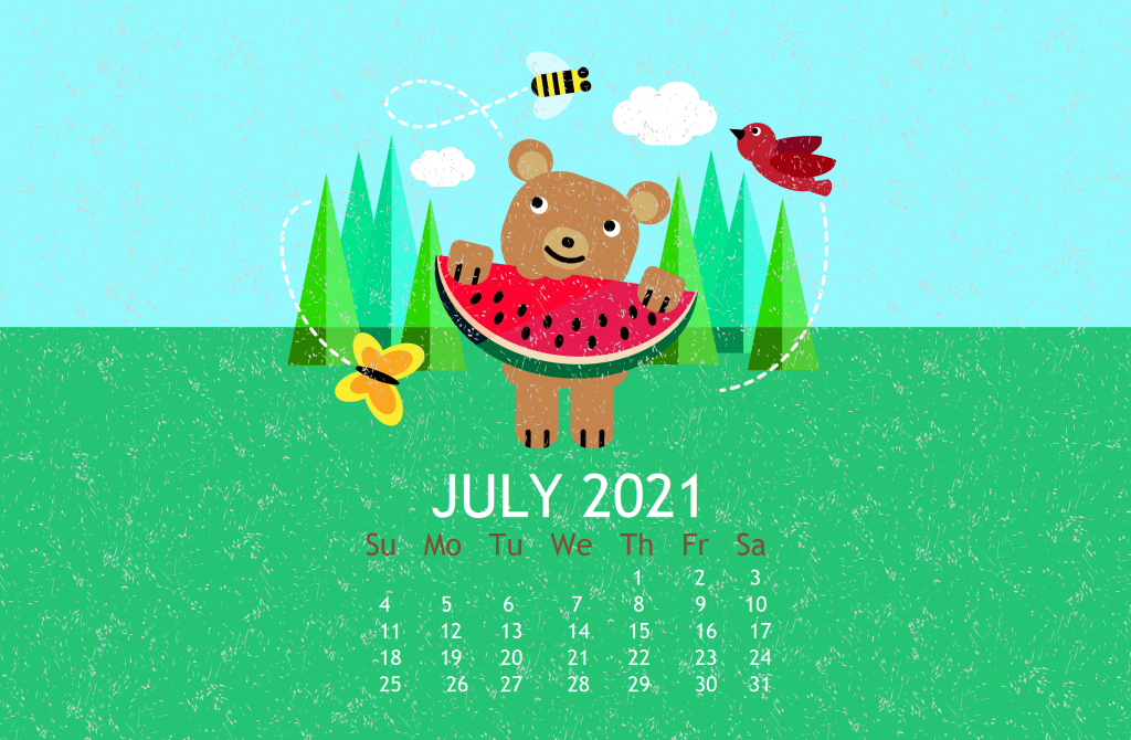 July 2021 Desktop Calendar Wallpaper