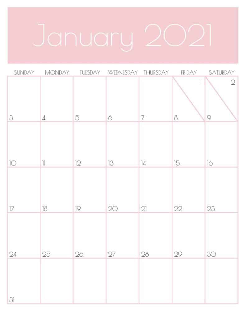 Cute January 2021 Calendar