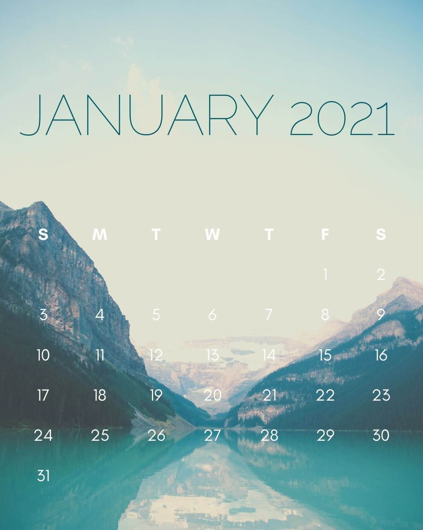 January 2021 iPhone Calendar