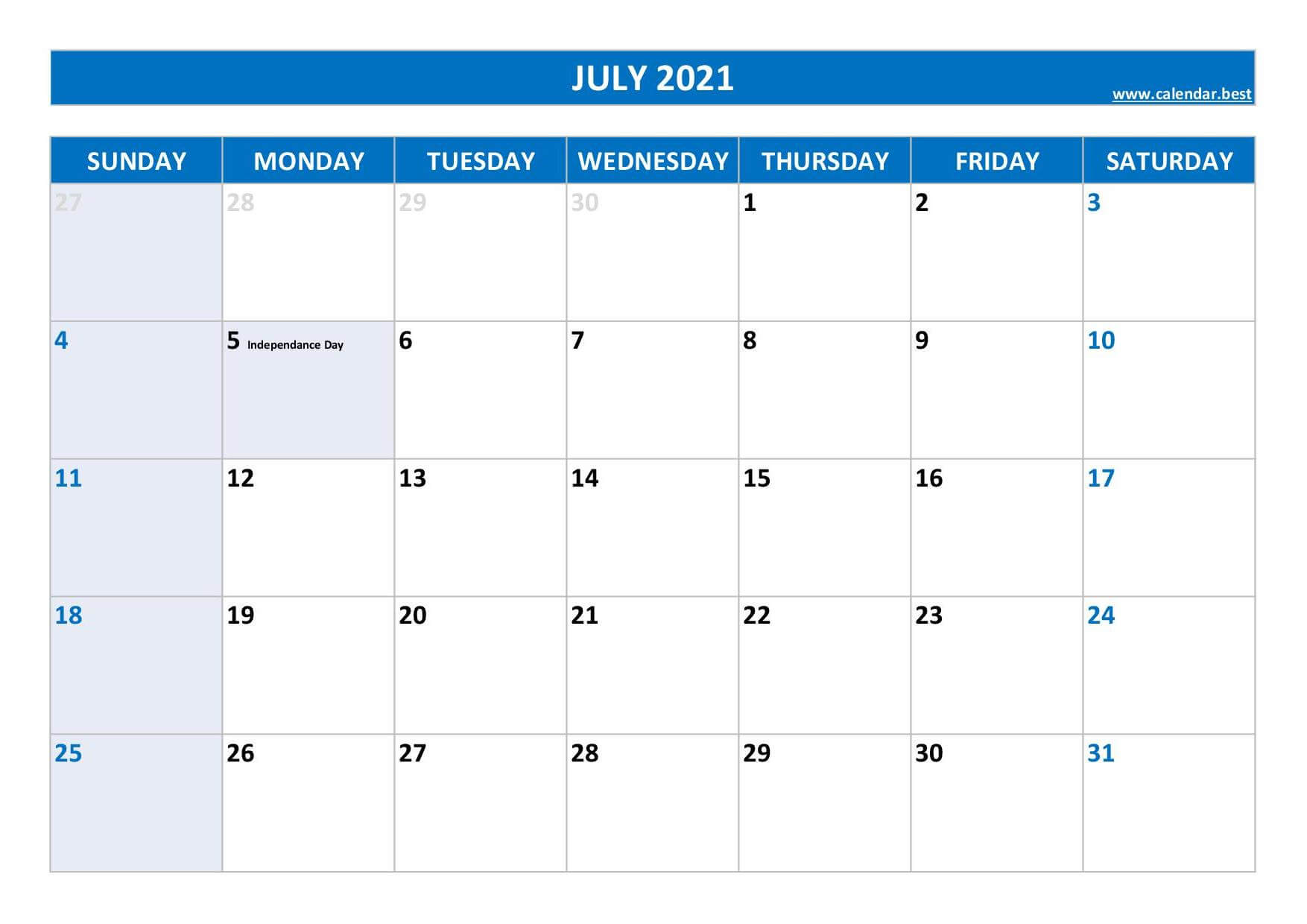 July 2021 South Africa Holidays Calendar