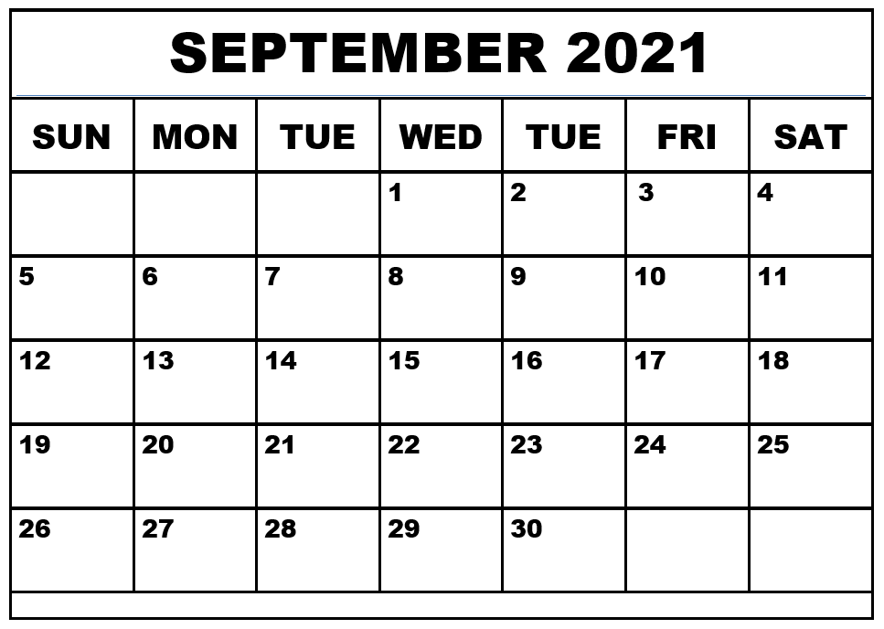 Editable September 2021 Calendar Blank