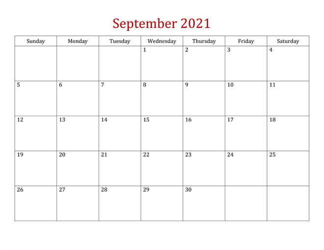Fillable Calendar For September 2021