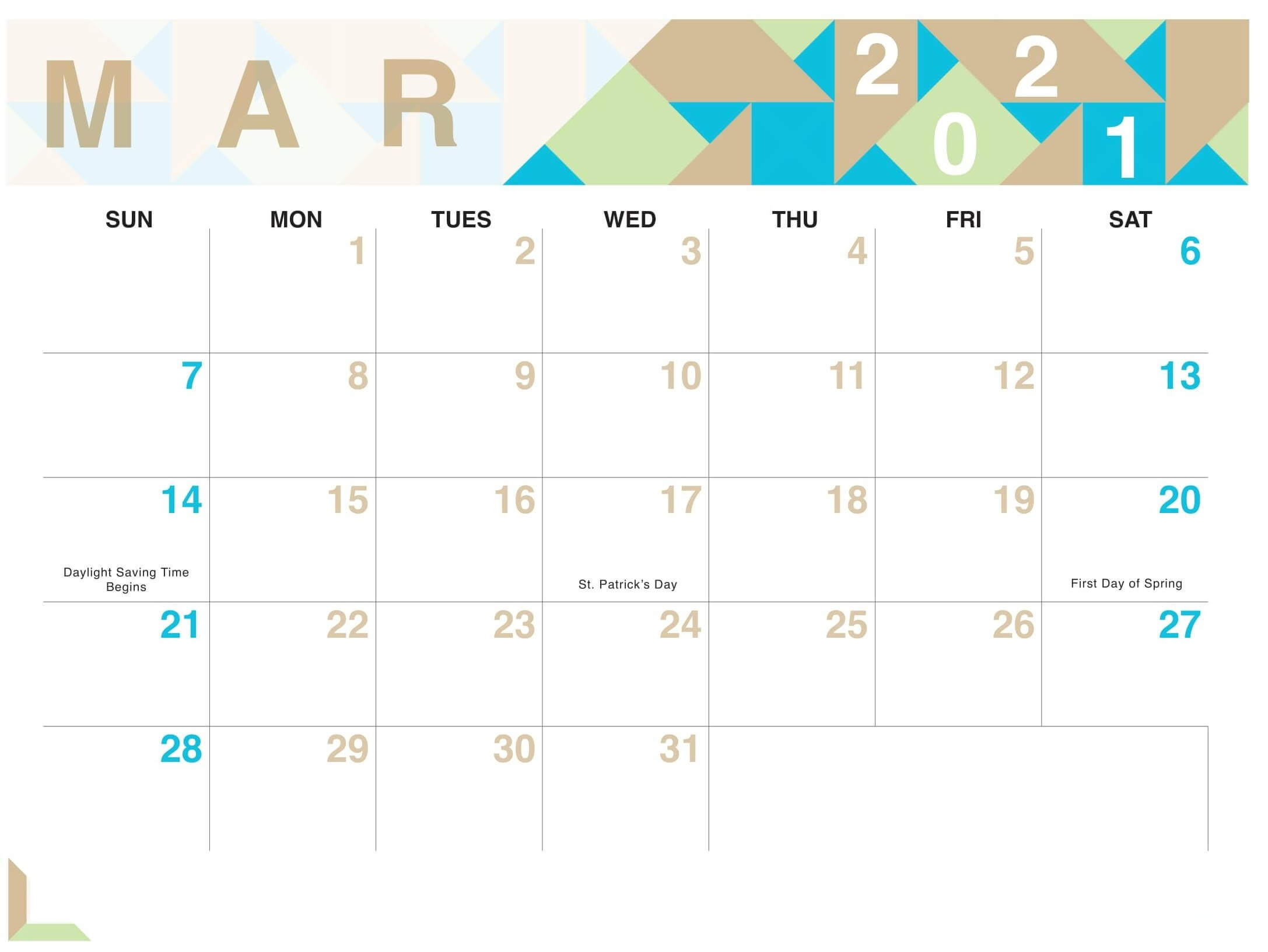 Cute March 2021 Desk Calendar