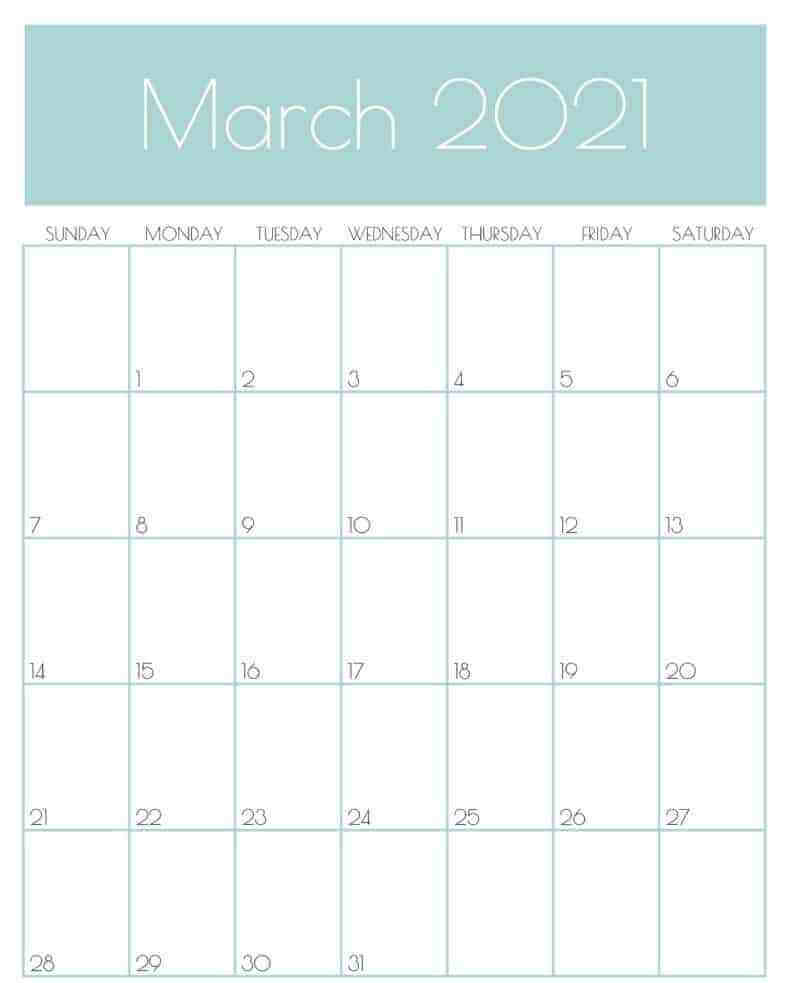 Cute March 2021 Wall Calendar