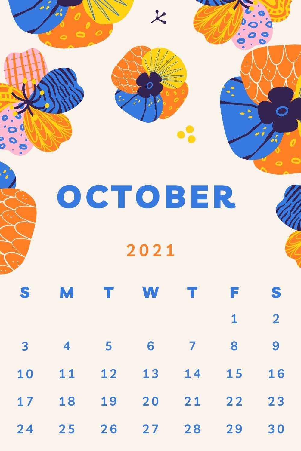Cute October 2021 Calendar Wallpaper