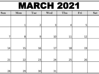 Editable March 2021 Calendar