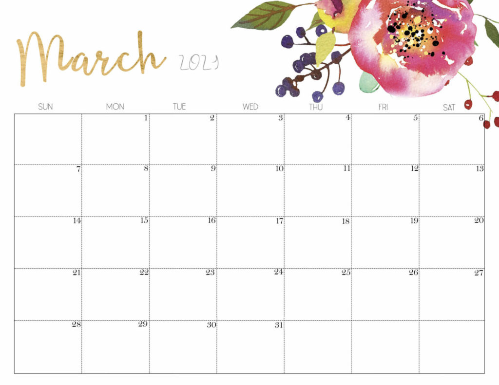 Awesome 25+ Cute March Calendar 2021 Floral Wallpaper For Desktop