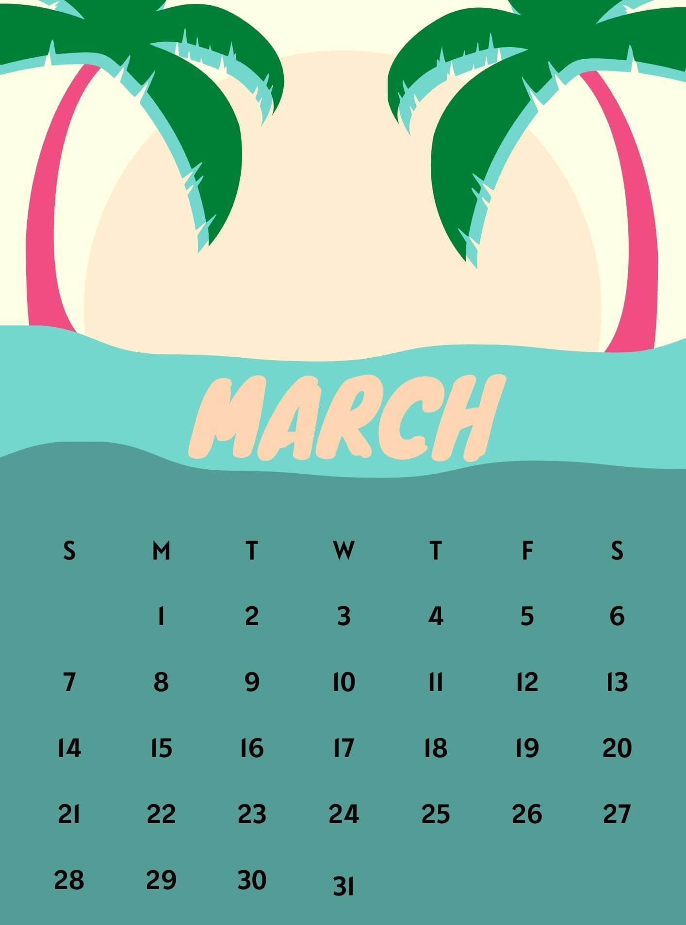 Floral March 2021 Wall Calendar