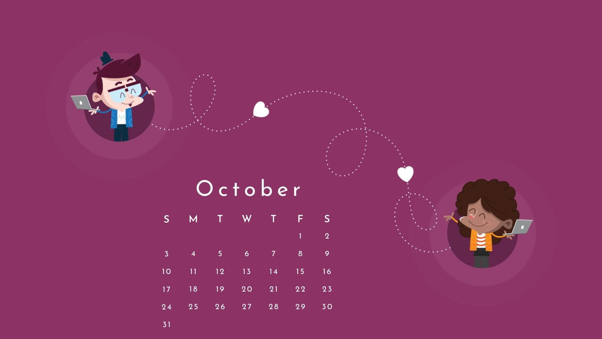 October 2021 Desktop Calendar Wallpaper