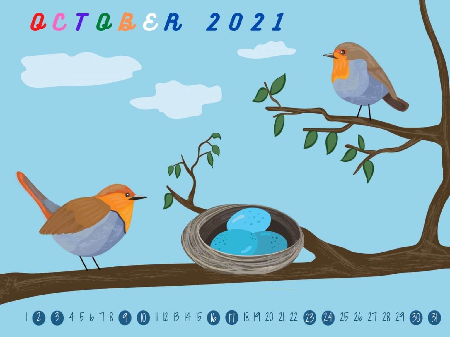 October 2021 HD Calendar Wallpaper