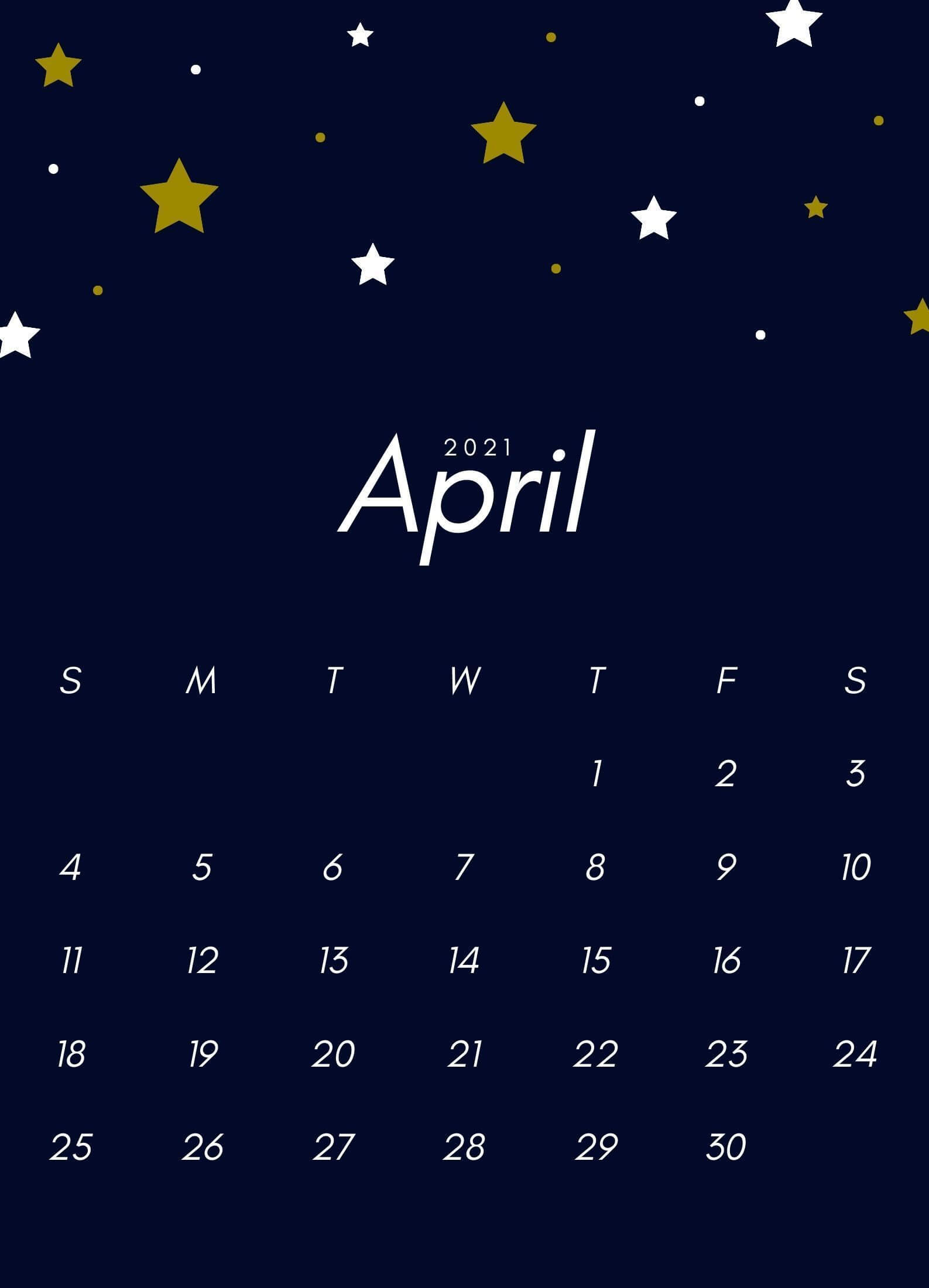 April 2021 iPhone Calendar Wallpaper