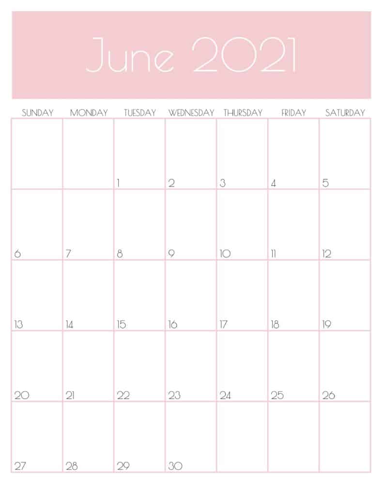 Cute June 2021 Wall Calendar