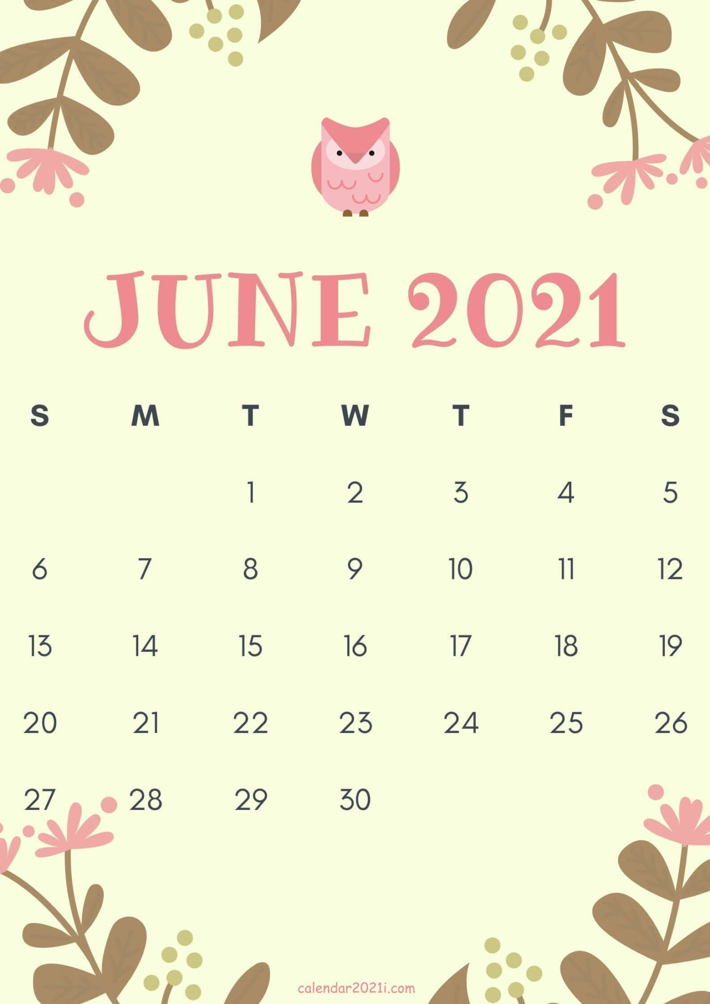 Cute June Calendar - Printable Calendar 2023