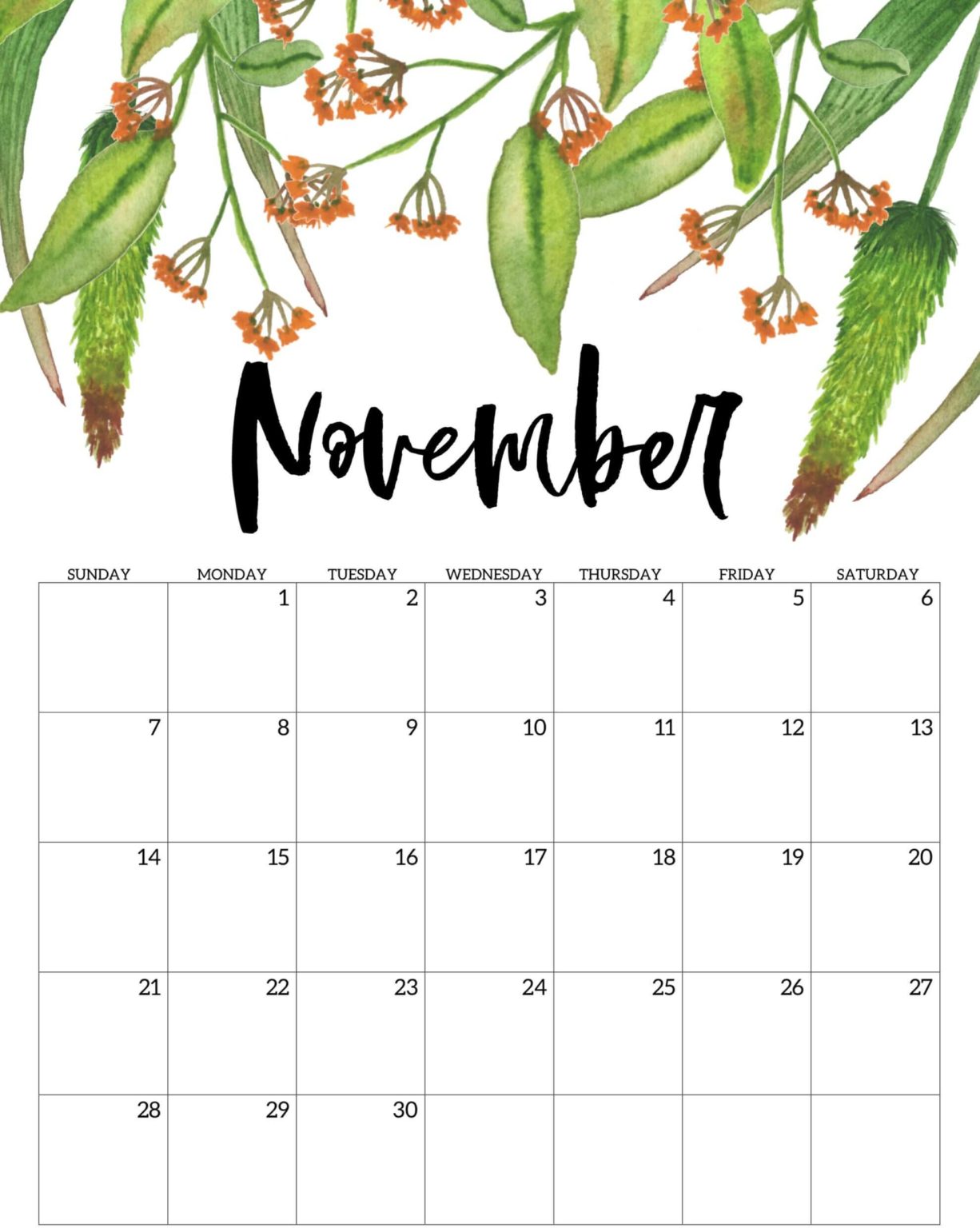 Awesome Cute November Calendar 2021 Floral Wallpaper For Desktop ...