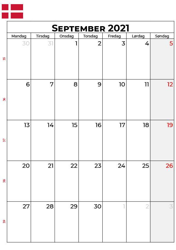 September 2021 kalender