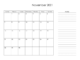Editable November 2021 Calendar With Notes