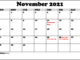 Printable November Holidays 2021 Calendar Template 2