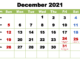 December 2021 Holidays Calendar