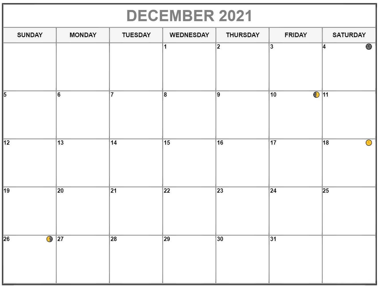 December 2021 Lunar Calendar