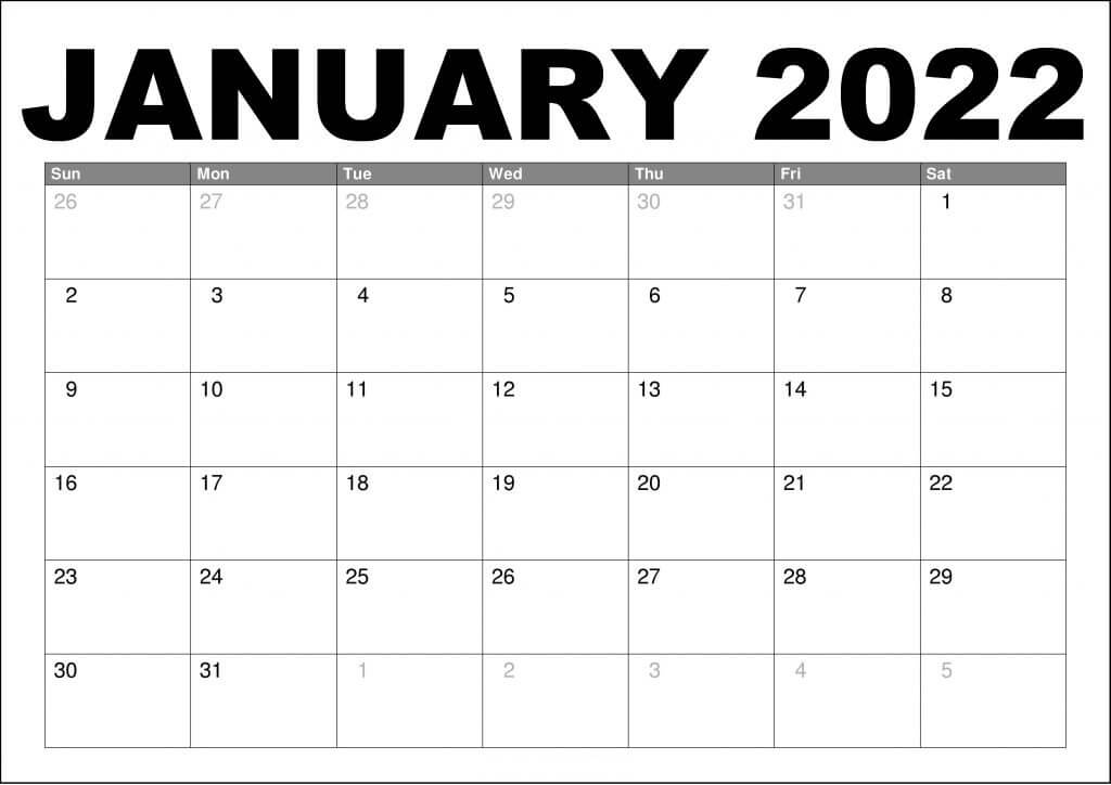 January 2022 Calendar PDF