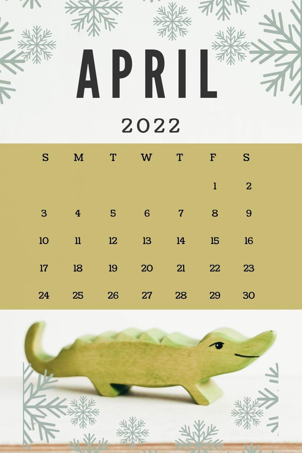 April 2022 Calendar Cute Croco Wallpaper