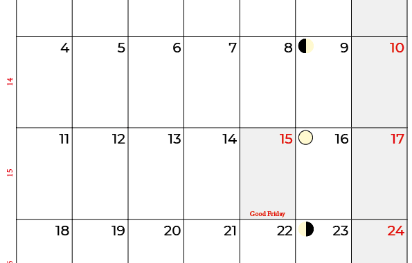 April 2022 Holidays Calendar
