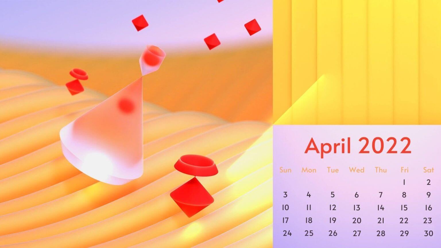 April 2022 calendar for desktop background