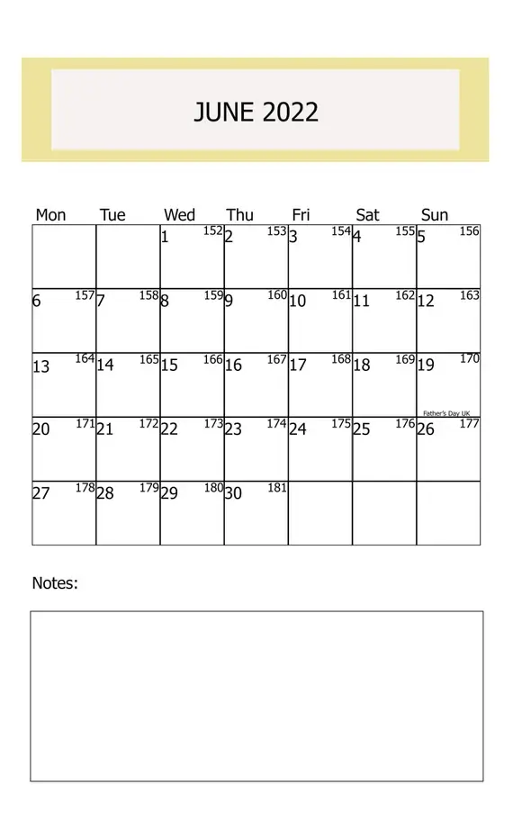 Blank June Calendar 2022 Download