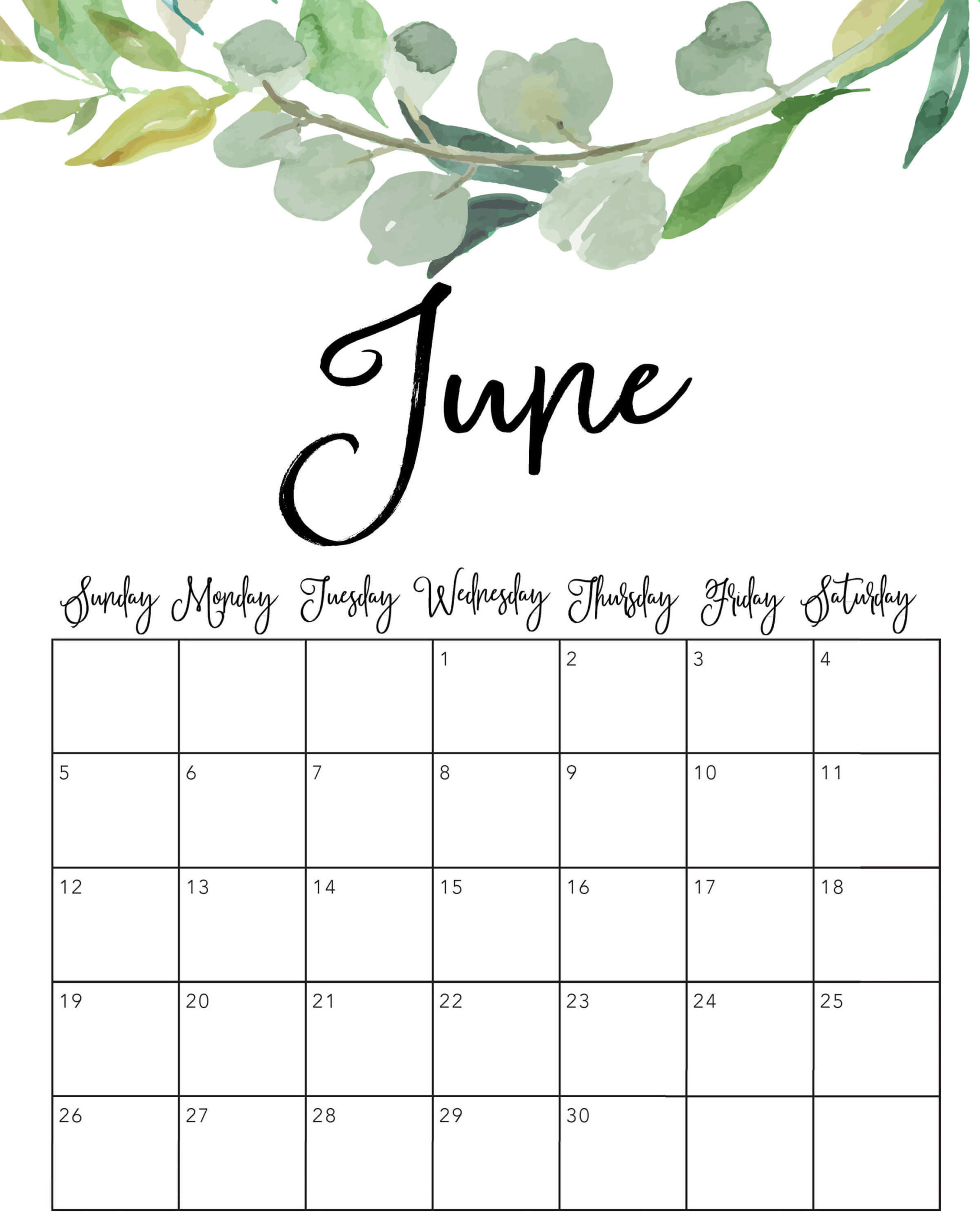 Floral June 2022 Calendar Printable