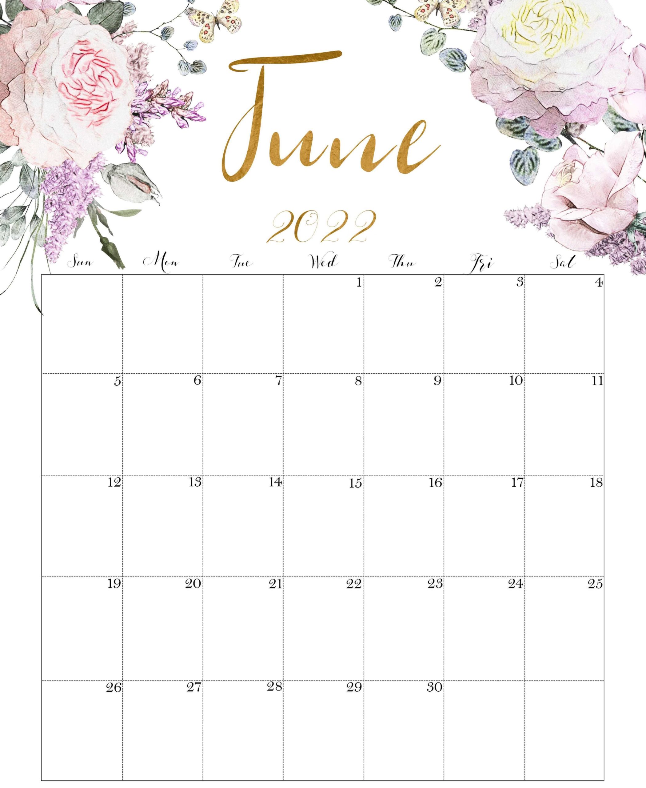 Floral June 2022 Wall Calendar