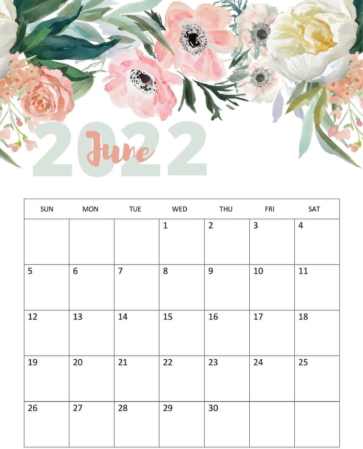 June 2022 Calendar Cute
