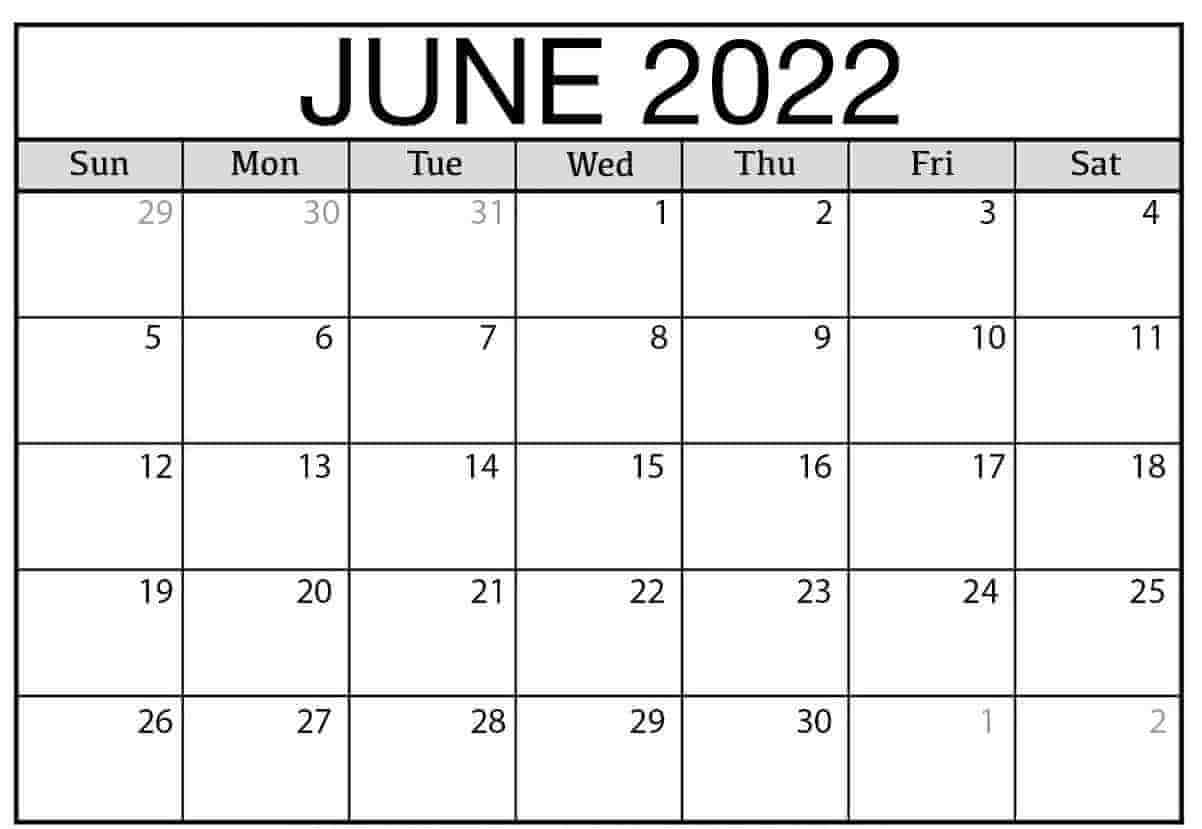 June 2022 calendar