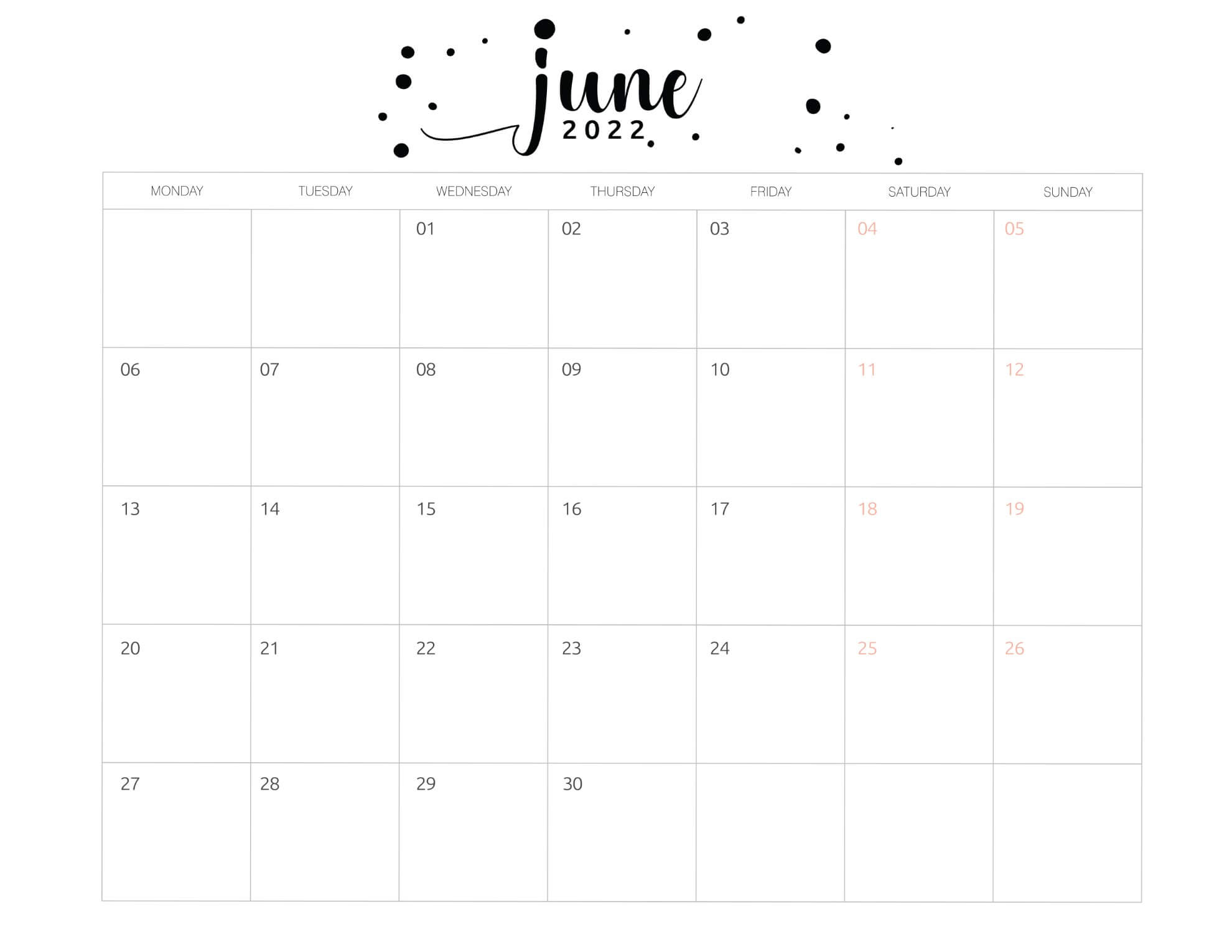 blank june calendar 2022 editable templates