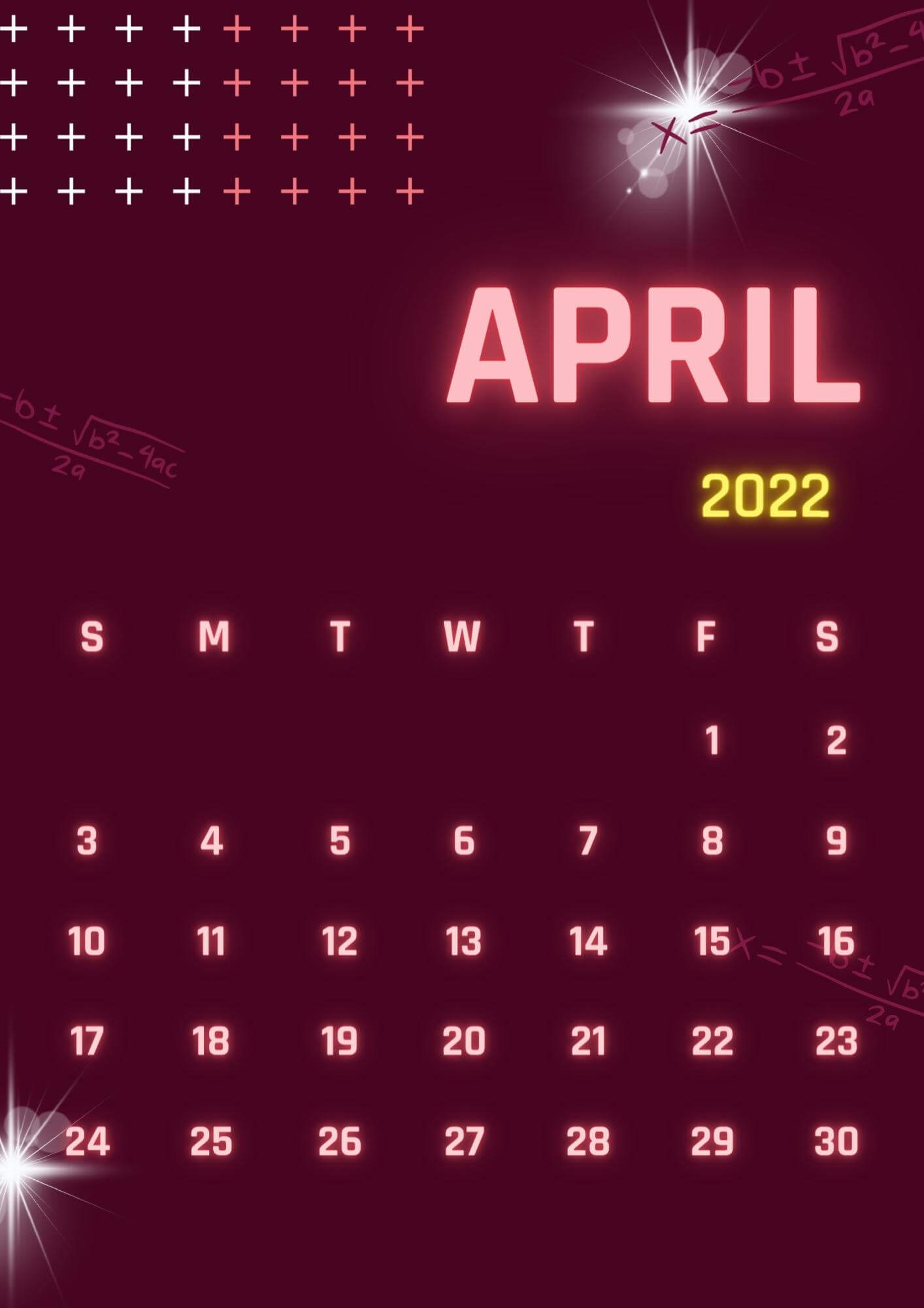 cute april 2022 calendar wallpaper